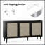 Buffet avec porte en rotin, console de rangement moderne pour l'entrée et le salon avec beaucoup d'espace-2146917282