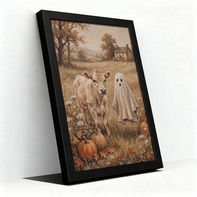Art sur toile, veau crème et fantôme en automne