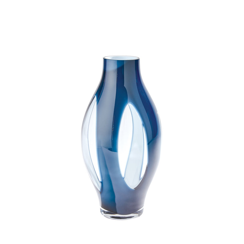 Glass Table Vase, Night Blue, 15.75" H x 8.25" W x 8.25" D