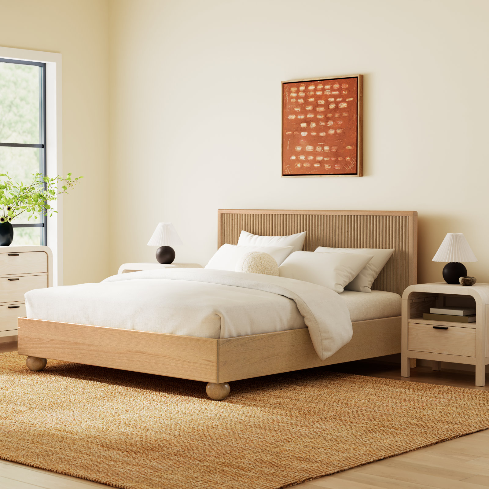 Camila Oak Platform Bed, King
