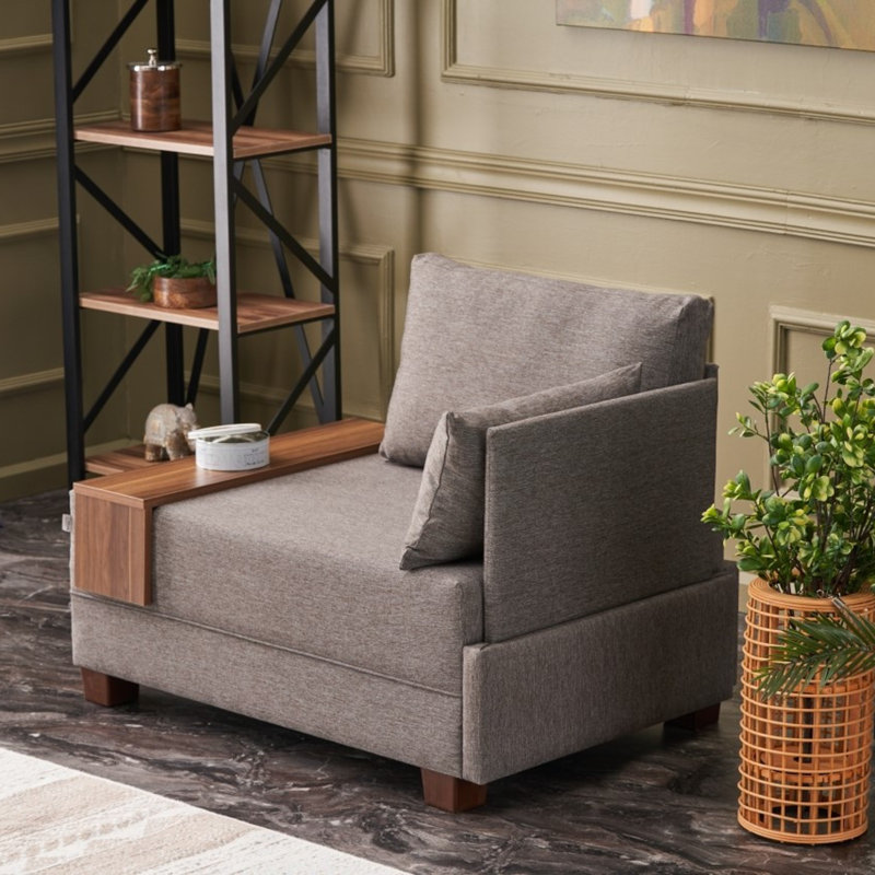 Canapé modulaire rembourré 39,4 po Elliet, Polyester à 100 % de couleur brune