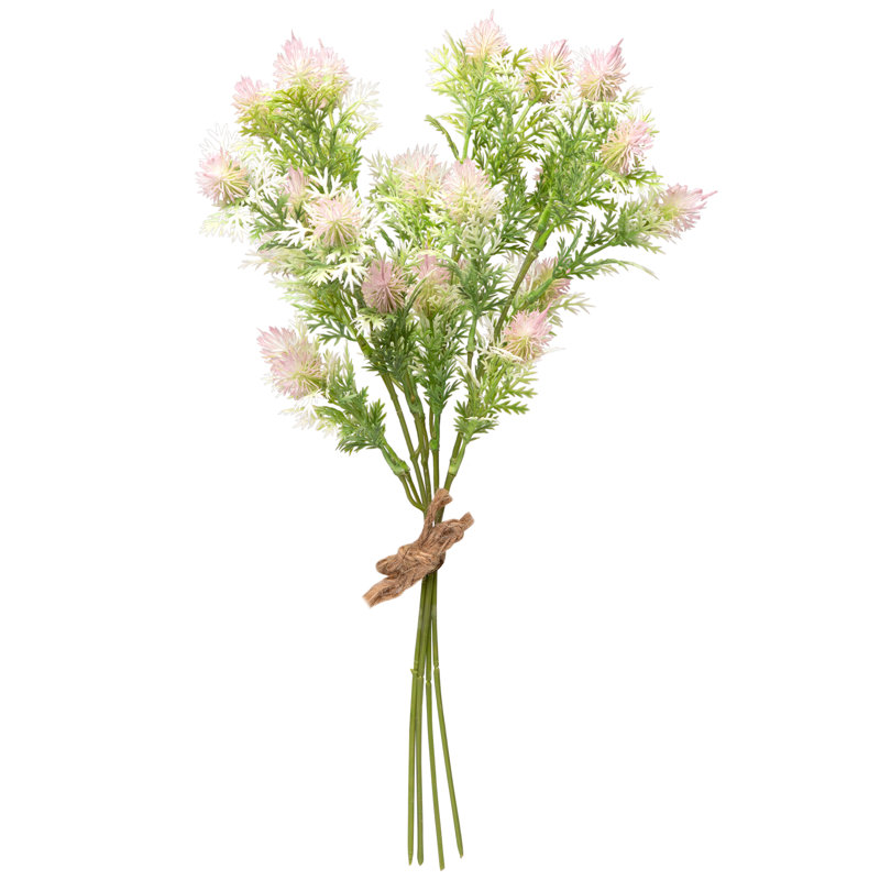 Paquets de 6 fleurs artificielles Thistle - vert et rose - ensemble de 6