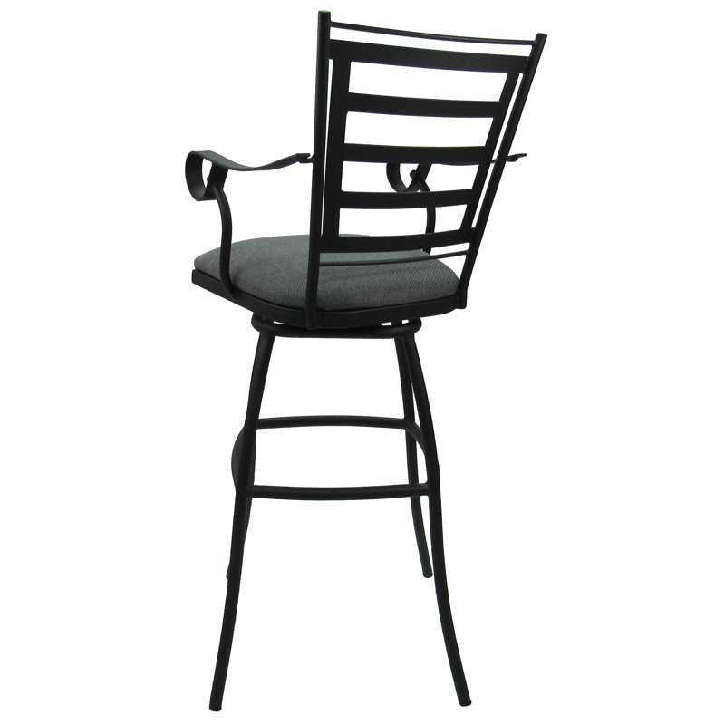Tabouret pivotant Victorianna, Sergé gris anthracite, Tabouret de bar (siège d'une hauteur de 35 po)