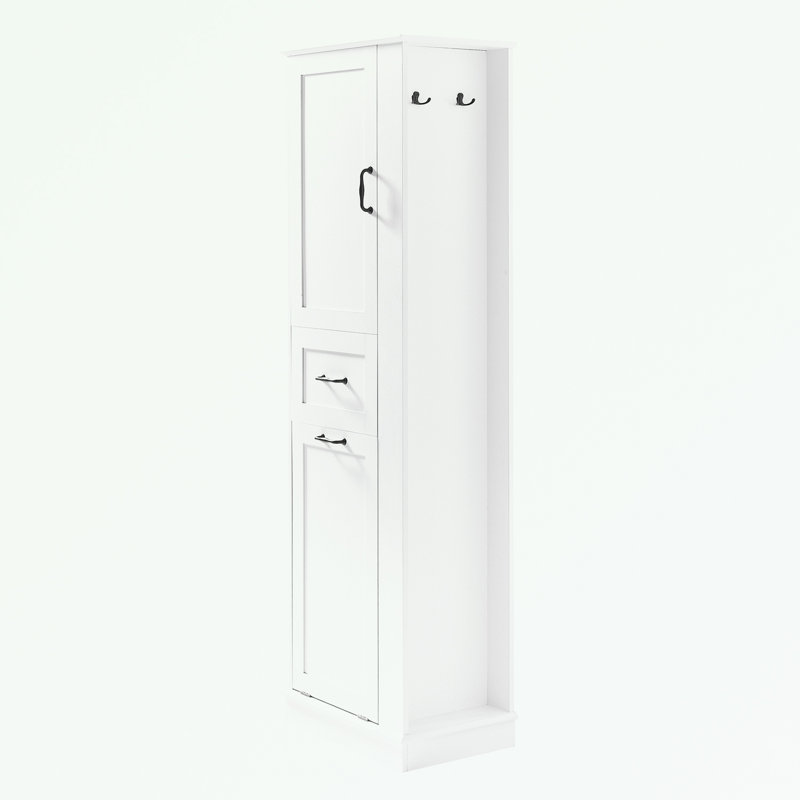 Storage Cabinet with Tilt-Out Compartment and Adjustable Shelves, White
