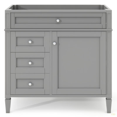Meuble-lavabo de 36 po sans lavabo supérieur, armoire de rangement moderne avec 2 tiroirs et un tiroir basculant, structure en bois massif