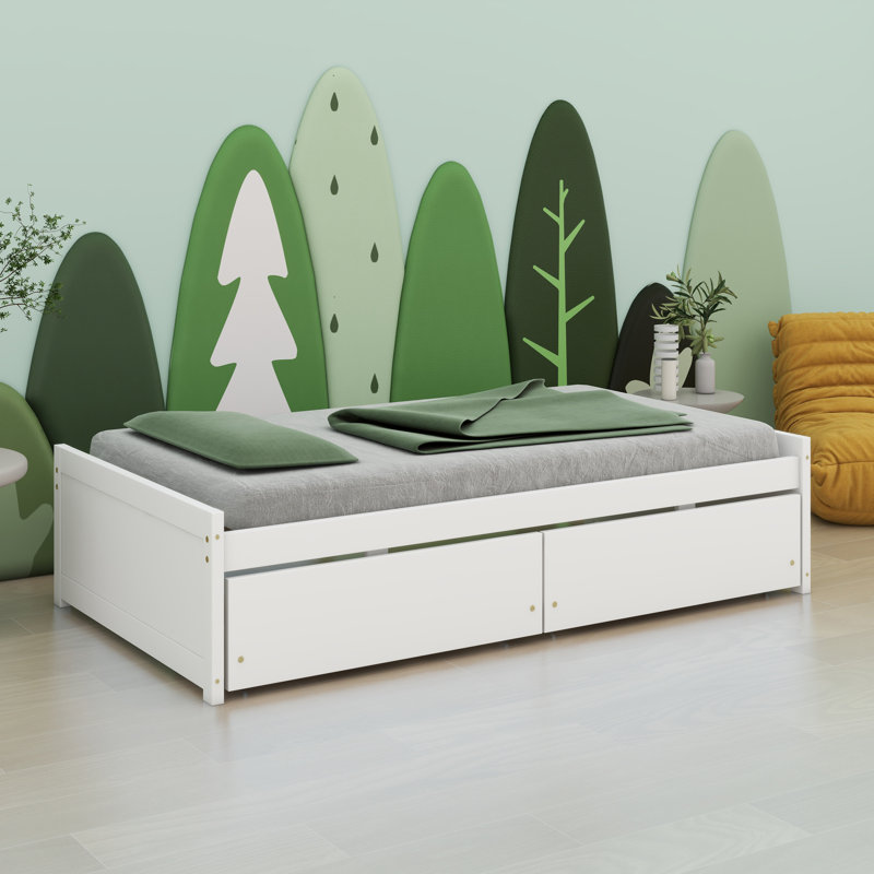 Solution de lit compact avec tiroirs de rangement coulissants, Blanc