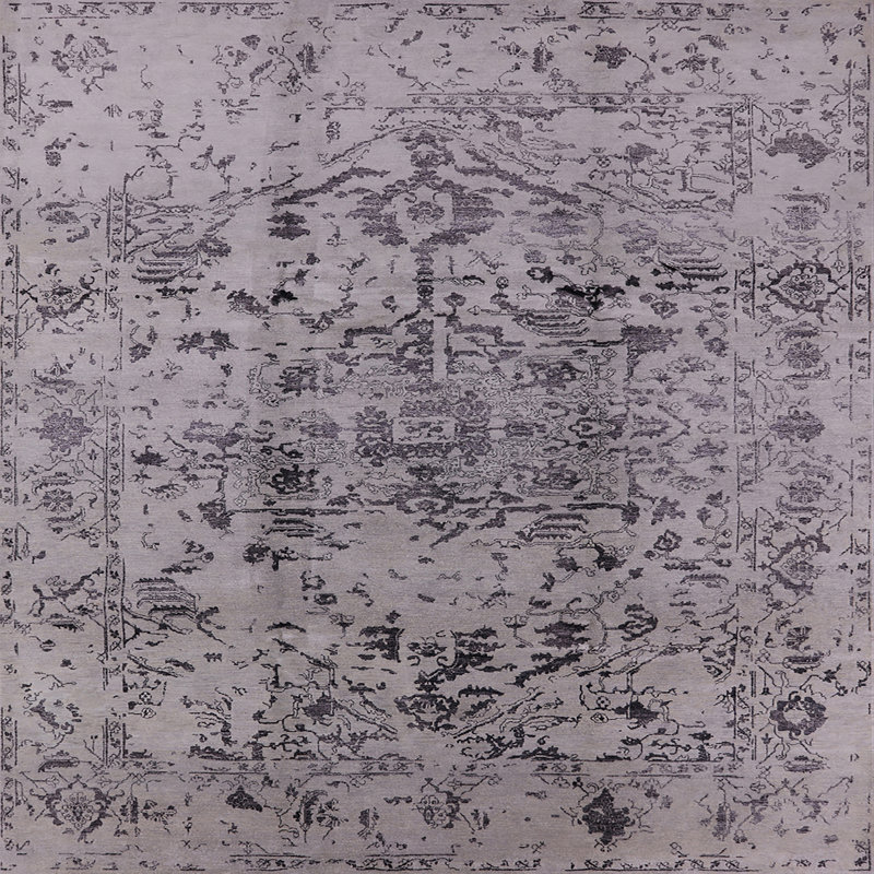 Tapis oriental gris / noir Hunsberger, Carré 7 pi
