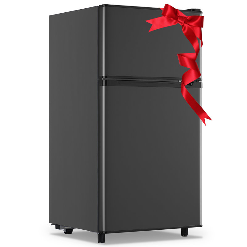 WANAI 3.5 Cu.Ft Mini Fridge with Freezer, Compact Refrigerator for Office, Dorm, Apartment, 7-Level Adjustable Thermostat, 2 Removable Shelves and Bakset, Small Fridge