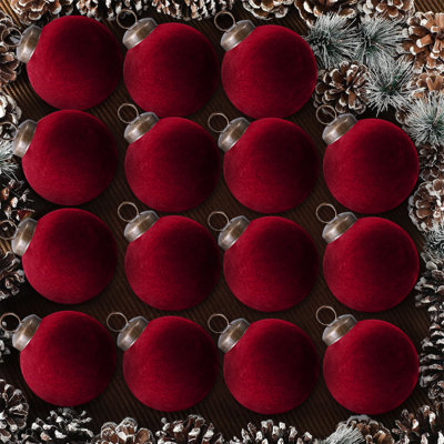 Christmas Decorations 15 Pcs Velvet Christmas Balls Flocked Christmas Tree Ornaments Plastic Balls Xmas Decorative Hanging Ornaments Christmas Tree Decoration