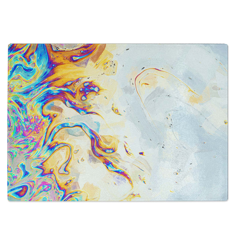 Tempered Glass the Neon River in Abstract Chopping Board, 39 cm W x 28.5 cm L