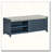 Distressed Shutter Storage Bench with Cushion and Sliding Door-459112112