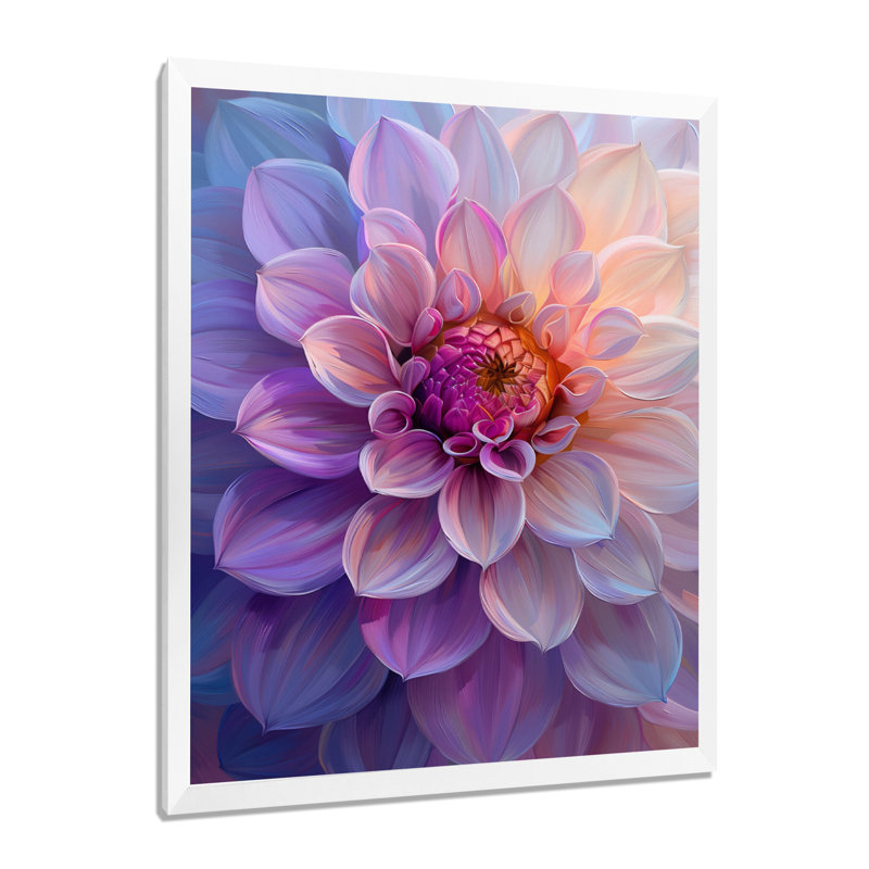 Dahlia mauve délice Dahlia - Dahlia Wall Art Living Room, Cadre simple blanc, H 30 po x l 40 po