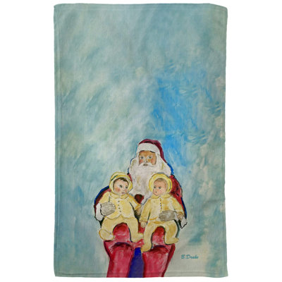 Serviette de cuisine Père Noël et jumeaux