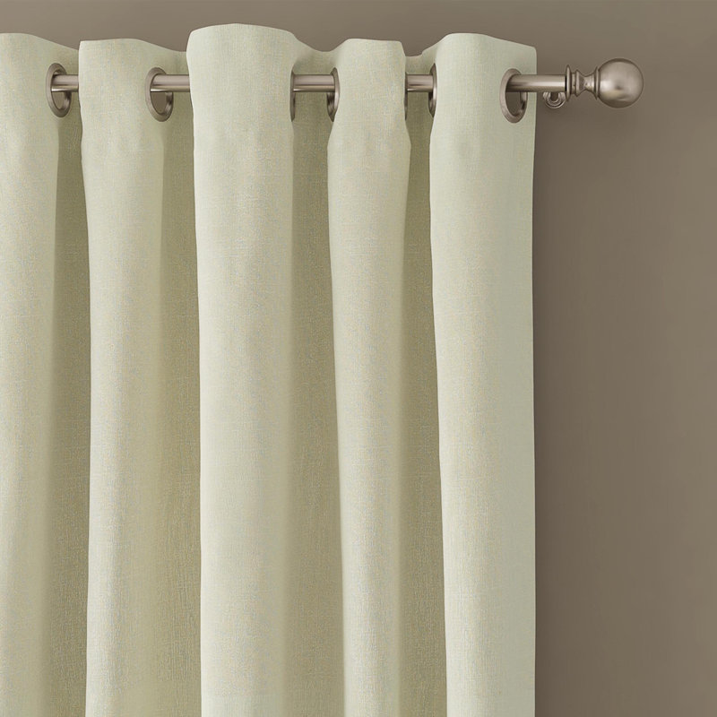 Cotton Blend Room Darkening Curtain Pair, Cream