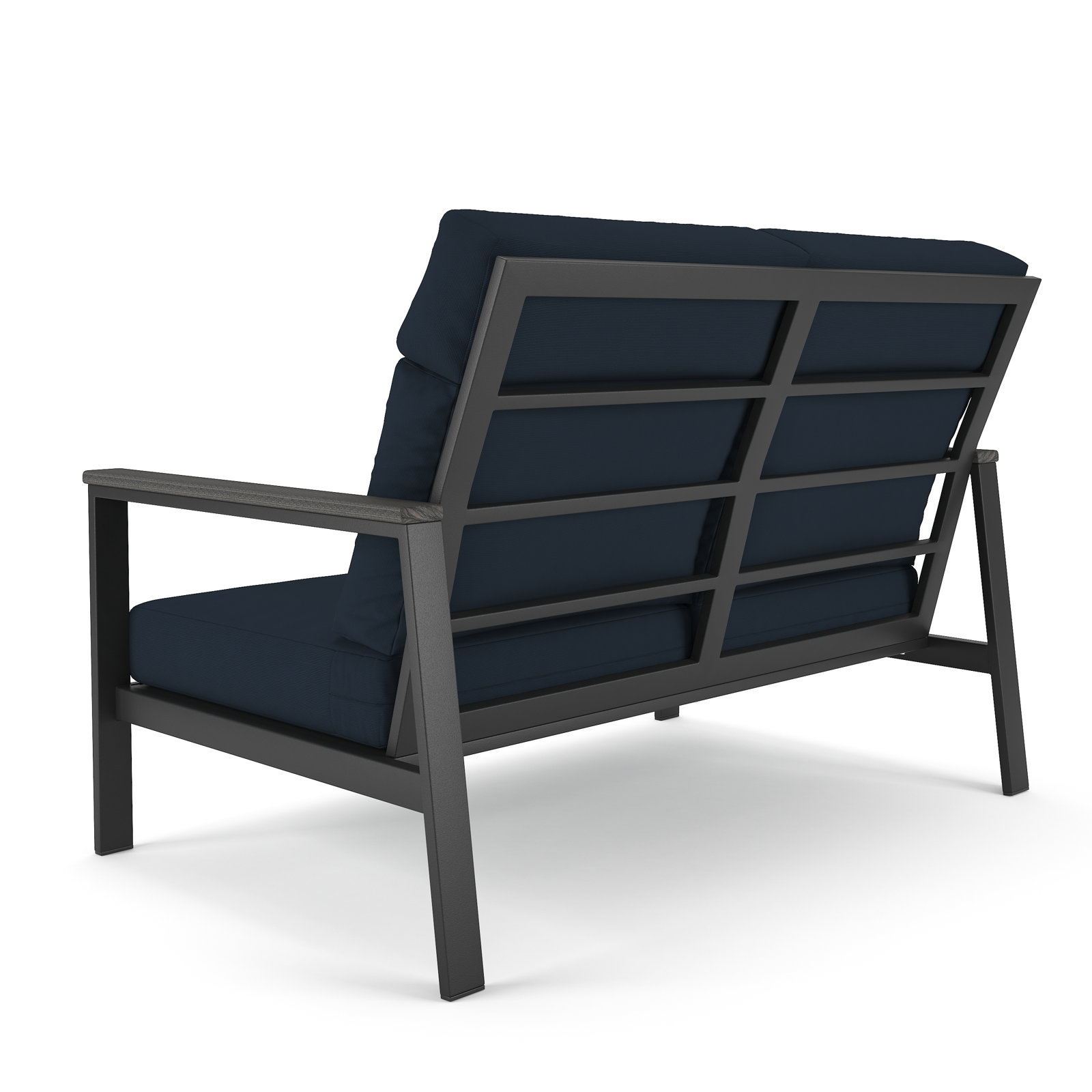 Townsend Metal Outdoor Loveseat With Sunbrella Cushion, Canvas Navy, Gray, Yes