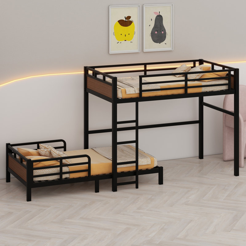Separable Bunk Beds,With Raised Security Fence, Walnut