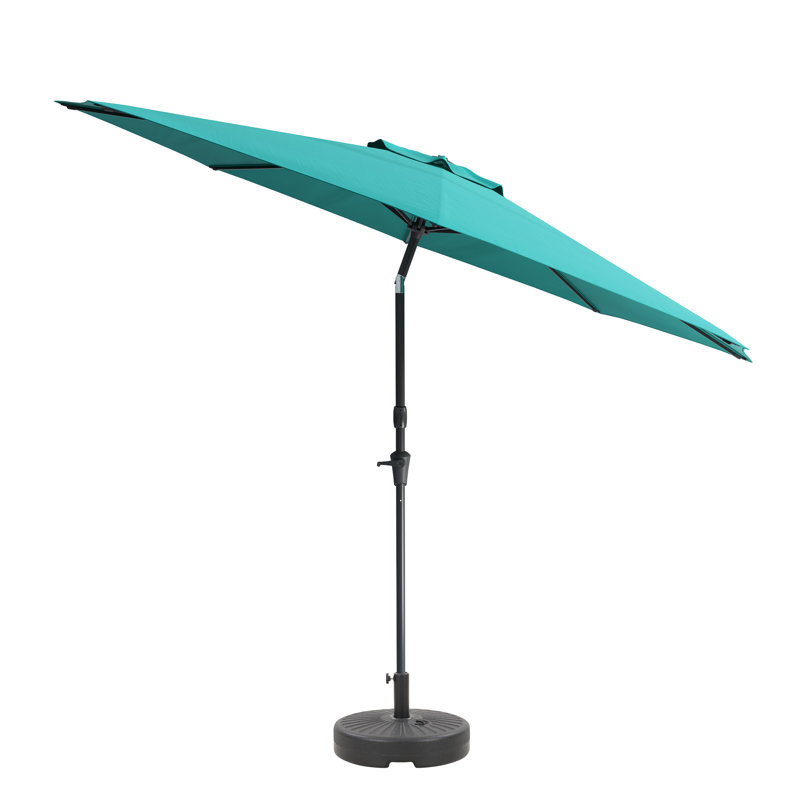 Parasol de patio inclinable 10 pi résistant aux rayons UV, Bleu turquoise