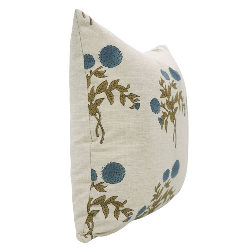 Fabdivine Artistic Handmade Block Print Throw Pillow Cover- Gulab, 26"H x 26"W
