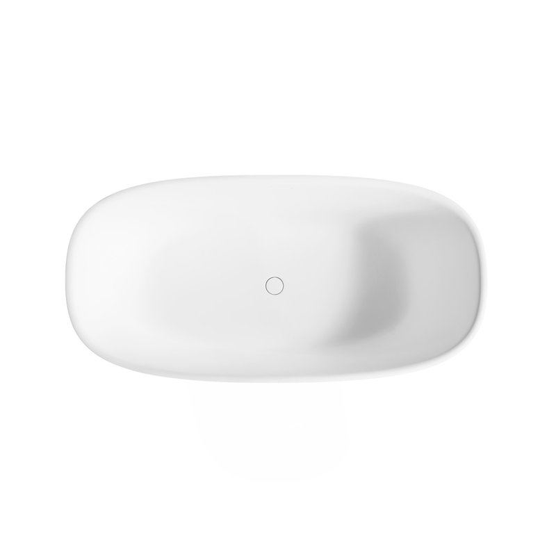 63 Inch Freestanding Solid Surface Soaking Bathtub Matte White 25S23A-16PS