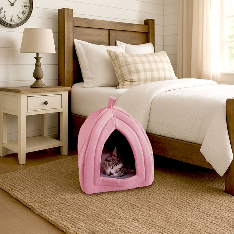 Maison pour chat PETMAKER - Lit d'intérieur avec coussin en mousse amovible - Tente pour chiots, lapins, cochons d'Inde, hérissons et autres petits animaux - Rose