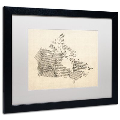 Old Sheet Music Map of Canada' by Michael Tompsett Framed Graphic Art -  Trademark Fine Art, MT0486-B1620MF