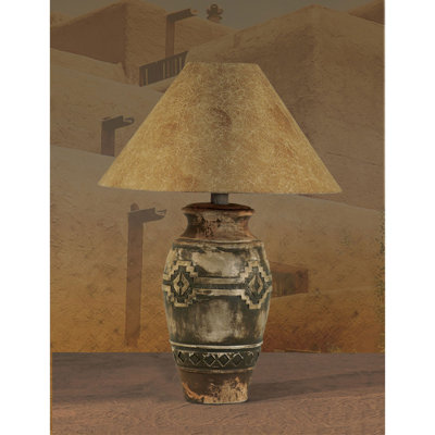 Lampe De Table 28.5" H Design Rustique Petro-glyphic Avec Abat-jour Empire