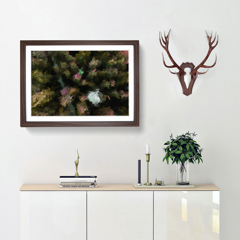 Green Forest N Sweden in Abstract - Picture Frame Graphic Art Print, 27cm H x 36cm W x 2cm D, Walnut Framed