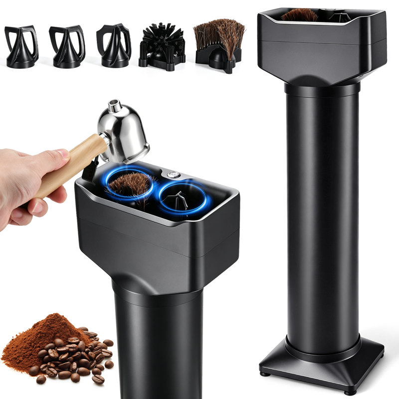 WITSHOCK 16L Automatic Portafilter Cleaner, 200+ Cycles for High-Volume Cafes,16L Large Capacity, Dual Brush Heads, 3 Scrapers Fits 51&58mm Portafilters, Dual Installations, 25 Qaste Bags, for Busy Cafes