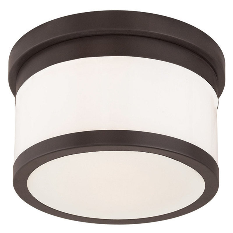 Plafonnier encastré en verre Ellieana, H 5,25 po x l 11,75 po x P 11,75 po, Bronze