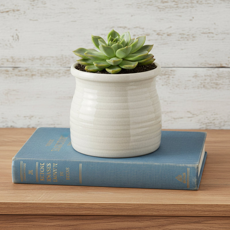 Pot à fleurs rond blanc patiné 25 oz