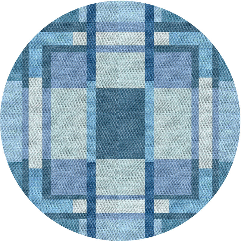 Tapis géométrique bleu ciel, Rond 6 pi