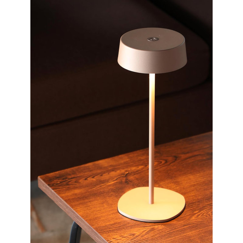 Lampe de table à DEL sans fil rechargeable, IP54, à commande tactile, à intensité variable, blanc doux 2700K, Brun