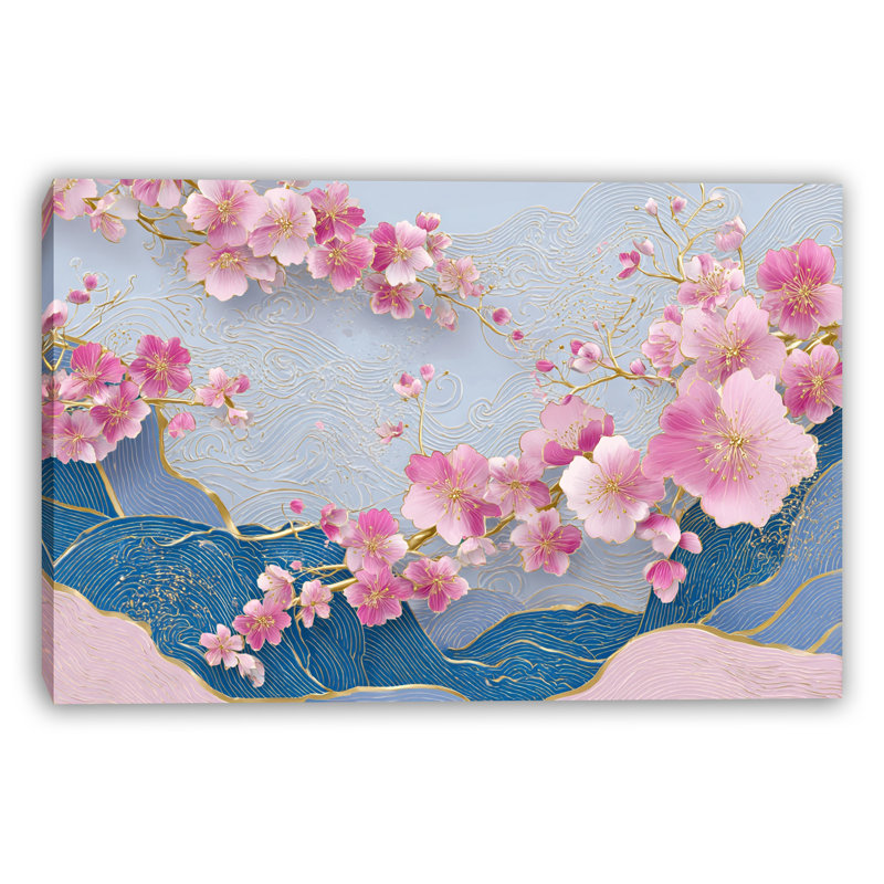 Art mural sur toile rose, L 36 po x H 24 po x P 1,5 po