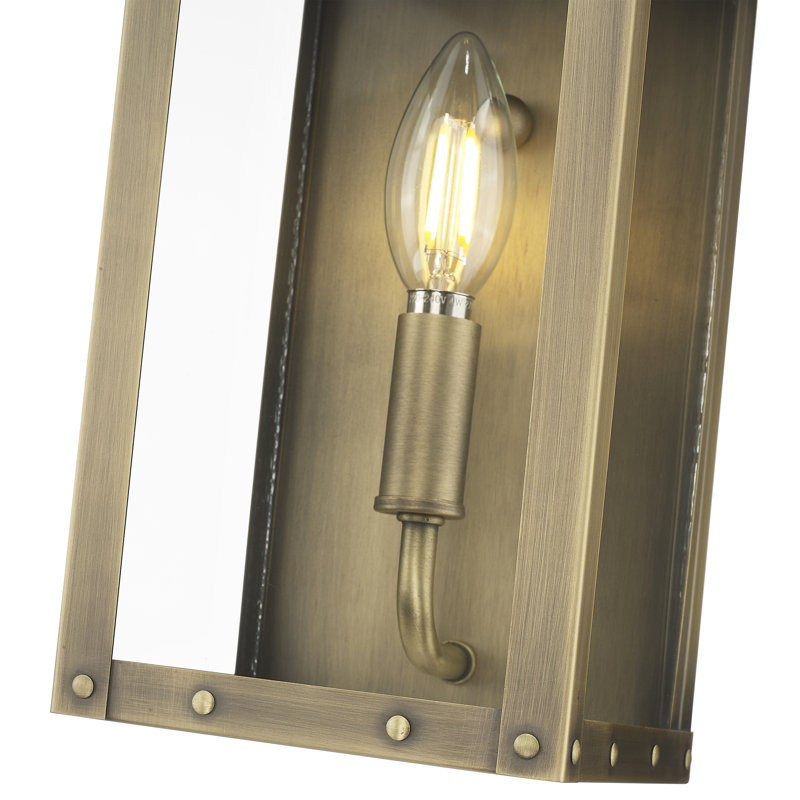Hayes 13.25" H Outdoor Wall Lantern, Aged Brass