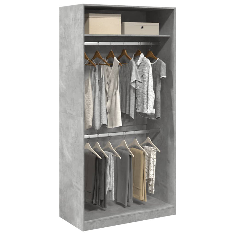 Artressia Manufactured Wood Wardrobe, Concrete Grey, 100 x 50 x 200 cm