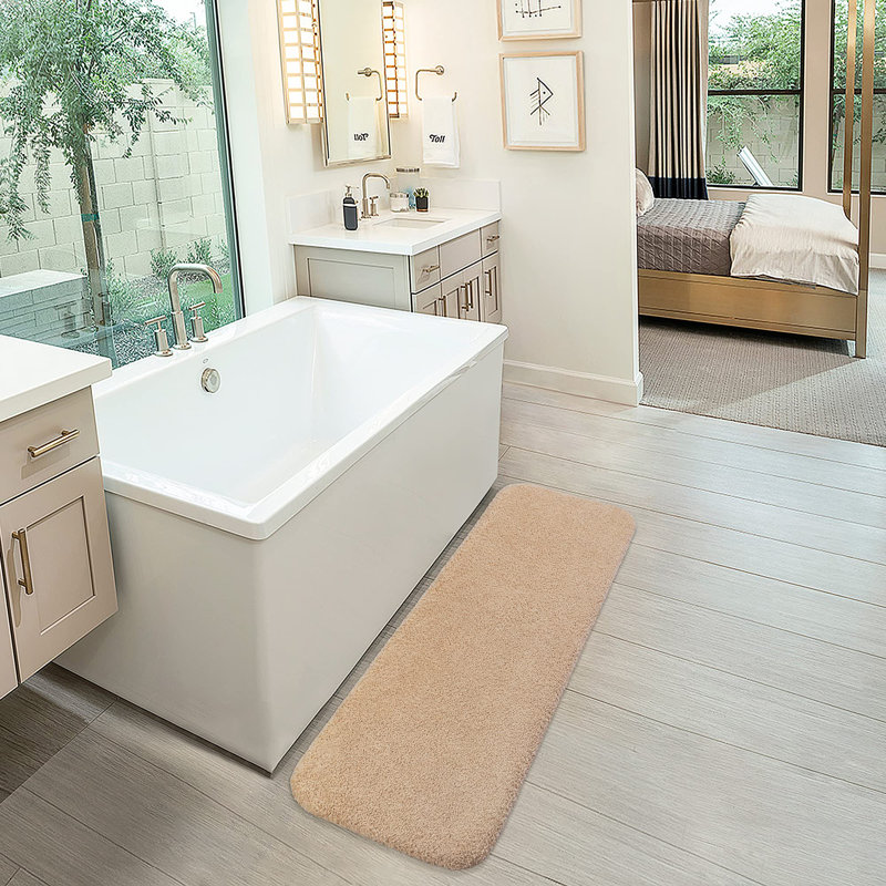 Non-Slip Extra Large Rectangle Bath Rug, Beige