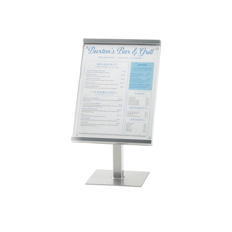 One By One Metal Magnetic Sign Display, 15" H x 8.5" W x 7" D, Silver