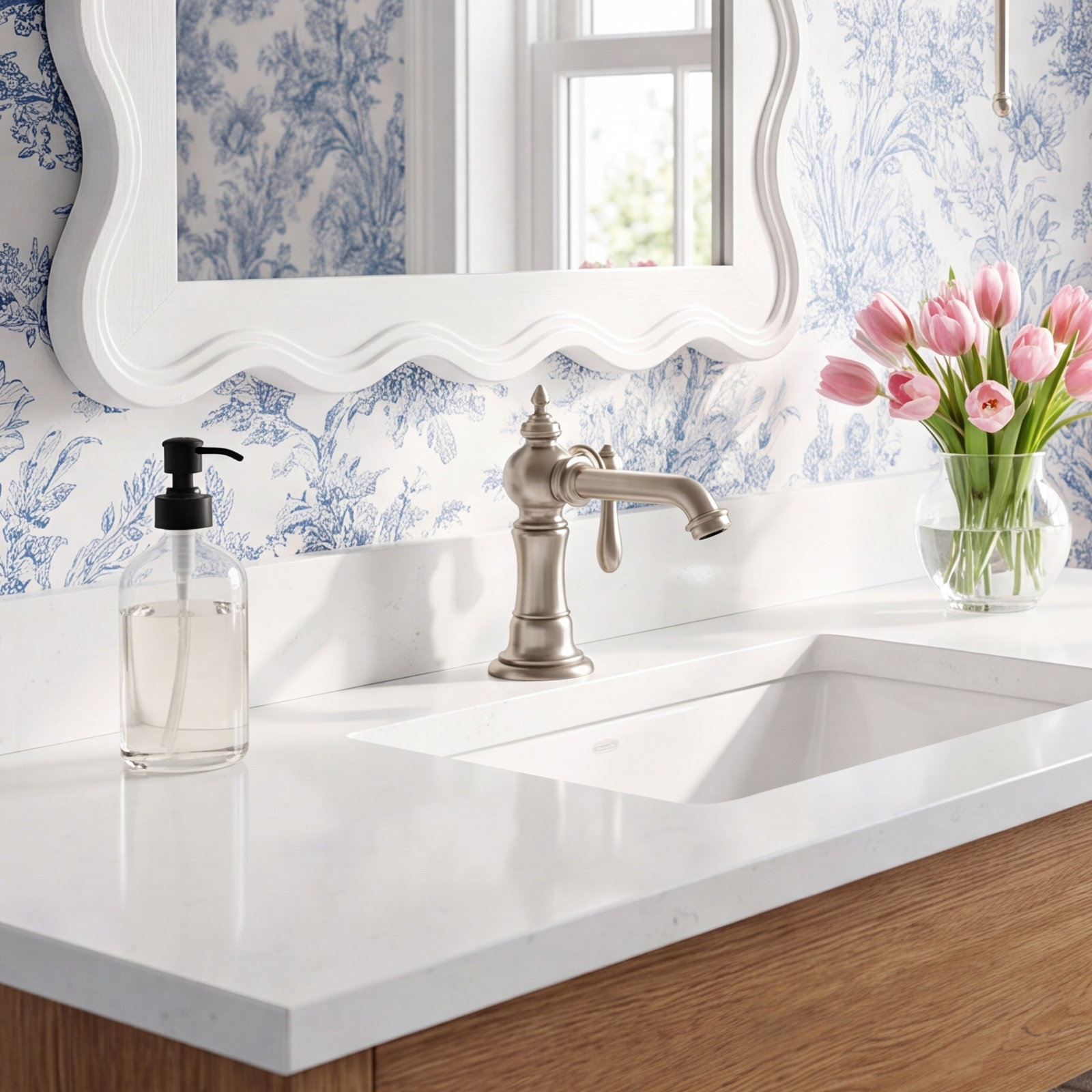 Artifacts Single-Hole Bathroom Faucet with Drain, Vibrant Brushed Nickel