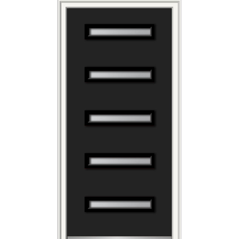 Porte d'entrée pré-suspendue en acier Spotlight, H 80 po x l 32 po x P 1,75po, Noir, S'ouvre à droite vers l'intérieur