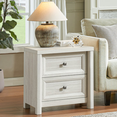 Table de chevet pour chambre 22,7 "avec tiroirs, blanc, blanc