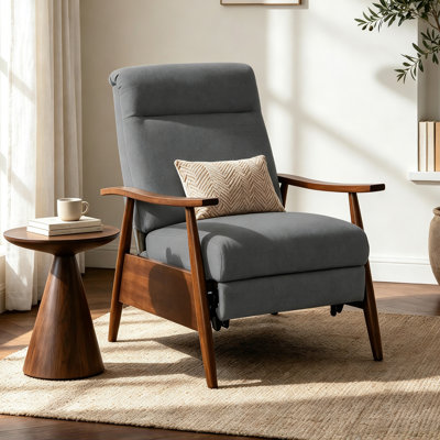  Adjustable Recliner with Manual Push-Back Reclining and Integrated Footrest