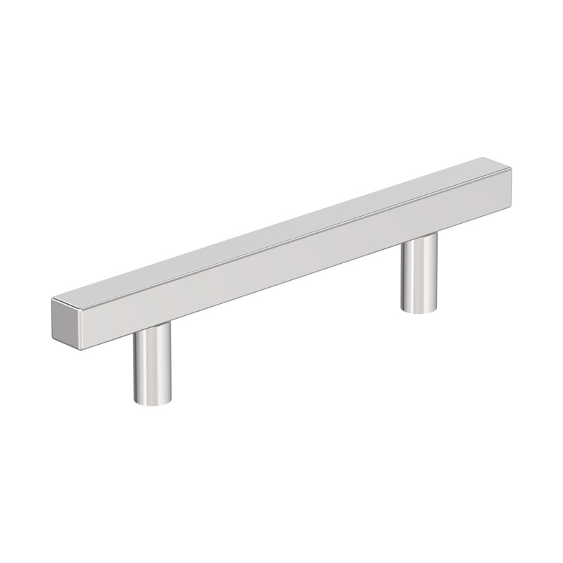 Poignée d'armoire carrée en chrome poli d'un centre à l'autre de 3-3 / 4 po (96 mm) - paquet de 25, 3 3/4", Chrome poli