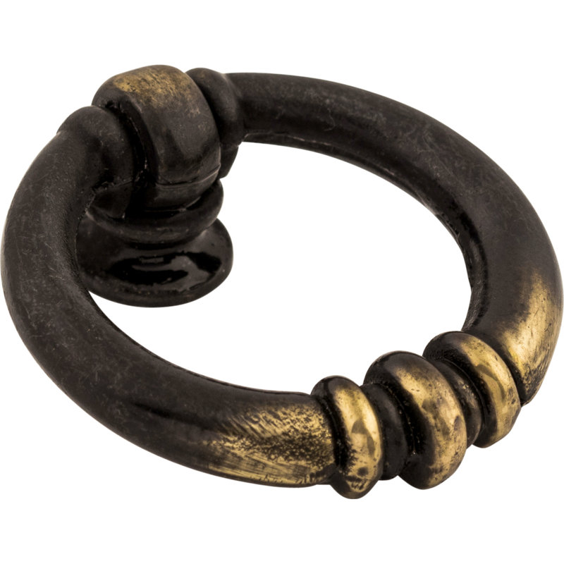 Newton Ring 1 5/8" Length Round Knob, Dark Antique Brass