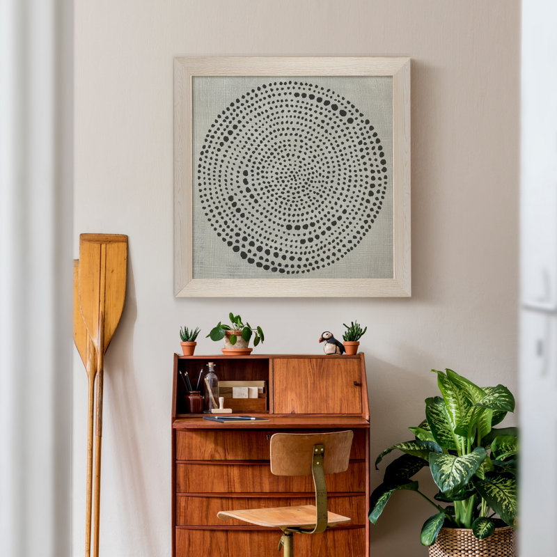 " Mythos I ", 31.5" H x 31.5" W x 1.5" D, White Framed