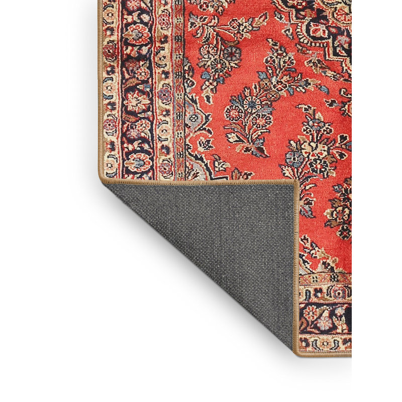 Tapis traditionnel mehroon/noir/crème Halmstad, Rectangle 5 pi x 8 pi