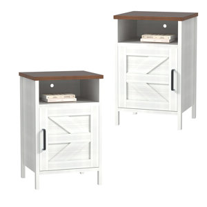 Haslingden Nightstand white/brown Overall 23.6'' H X 15.7'' W X 13.7'' D Interior Shelf 15'' W X 13'' D Overall Product Weight 45.41 lb. Tabletop Thickness 0.7'' set of 2 pieces 