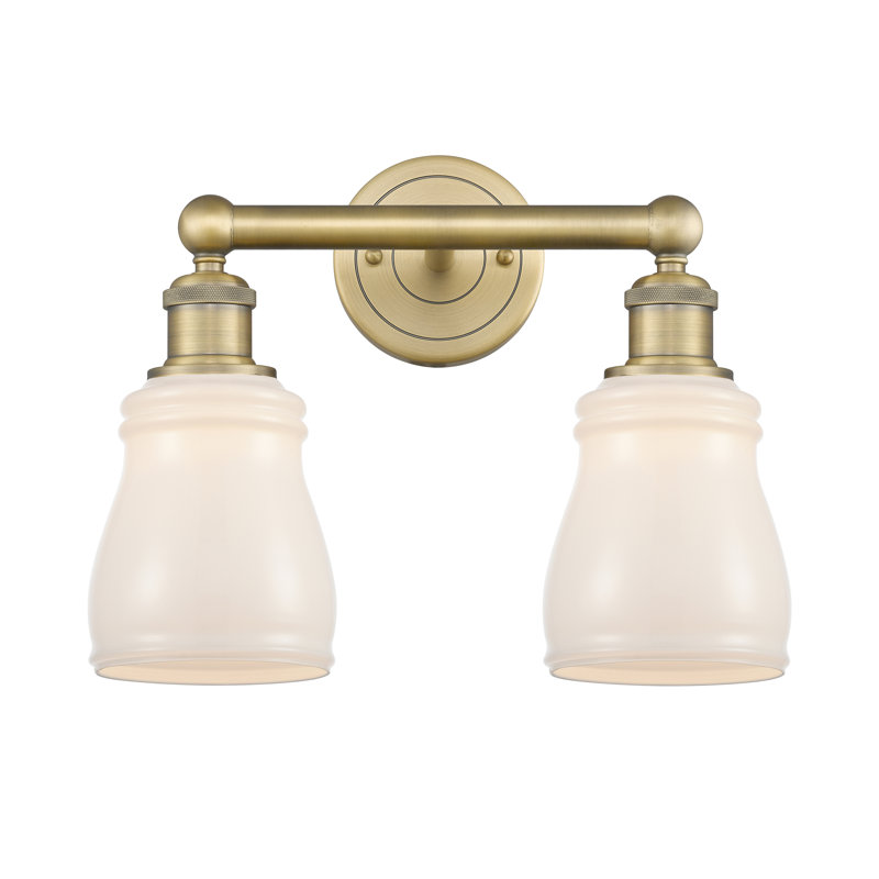 Éclairage pour meuble-lavabo à 2 lumières, Blanc, Laiton brossé