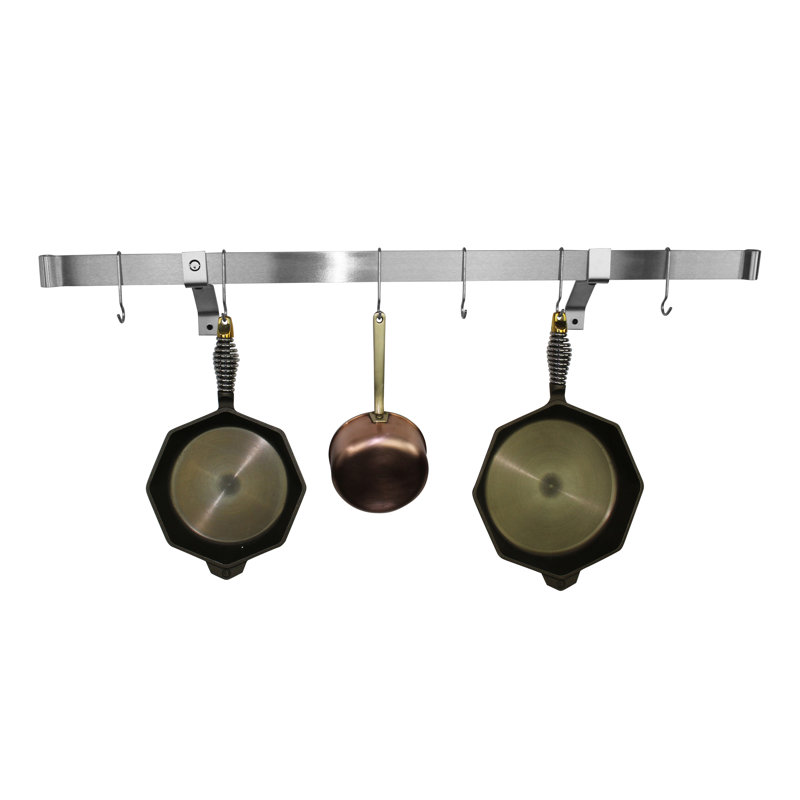 Premier Handcrafted Wall Mounted Pot Rack, 2" H x 36" W x 25" D, Stainless Steel