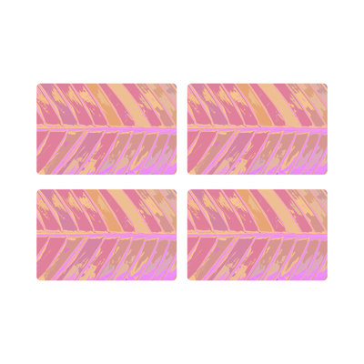 Tropical Leaf Vegan Leather Rectangle Pebble Placemat