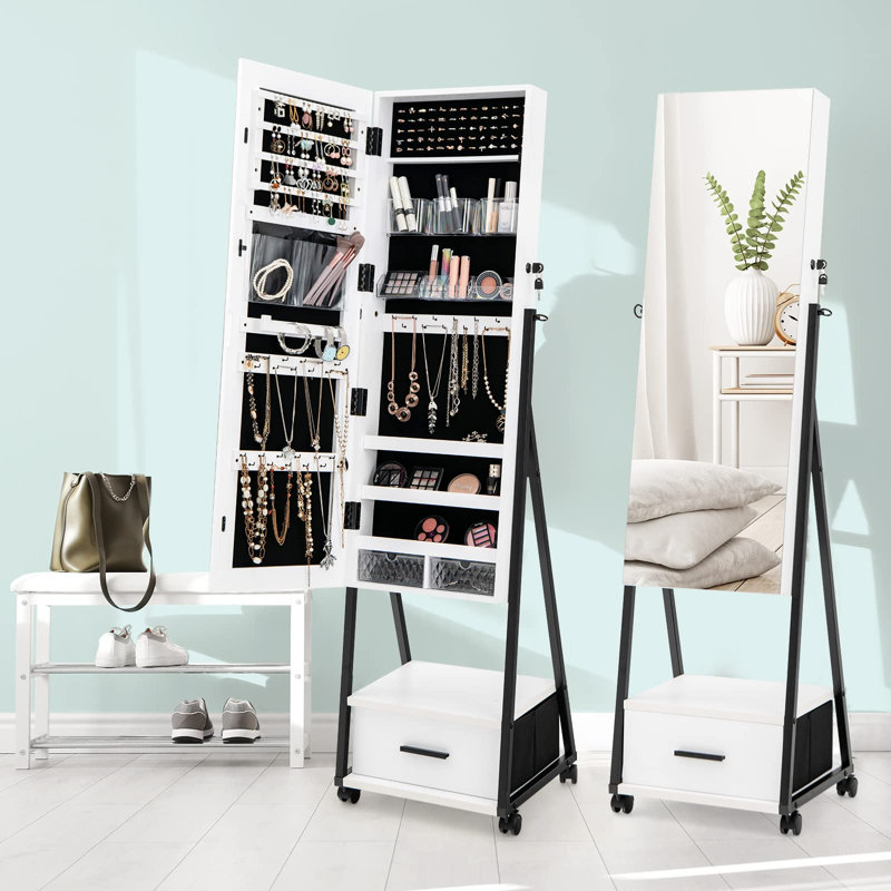 Jahnee Wall Jewelry Armoire, White